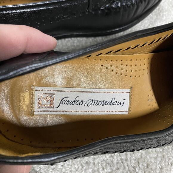 Sandro Moscoloni Ostrich Loafers Mens 7.5 Black Leather Dress Shoes LAQUIL main image 5